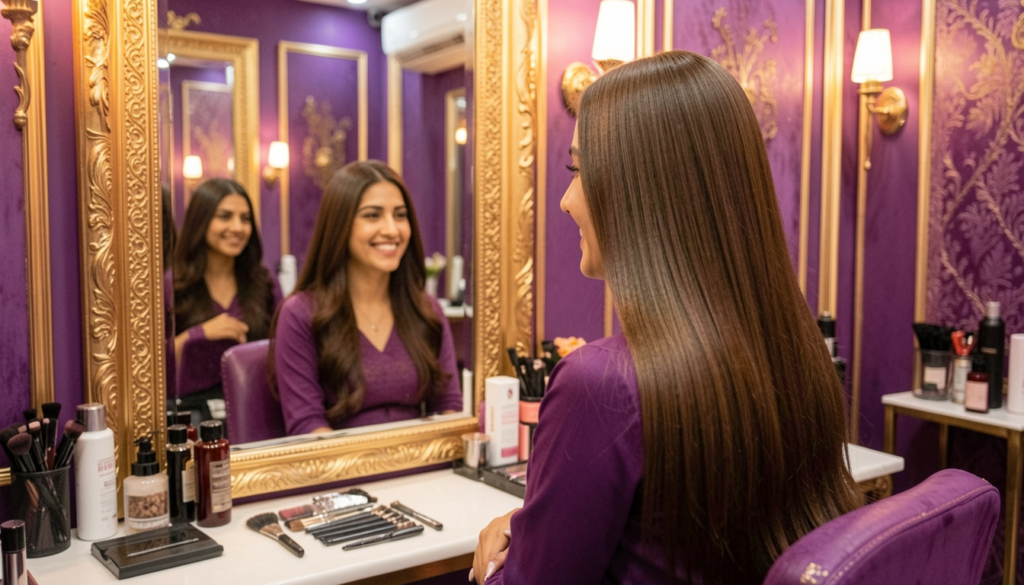 Warm salon lighting, luxury salon interior