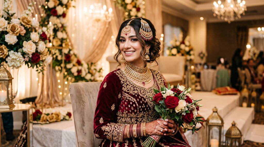 Fusion bridal hairstyle with passa jewellery Rawalpindi Islamabad